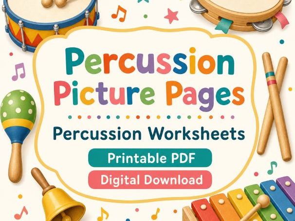Percussion Picture Worksheets for Kids