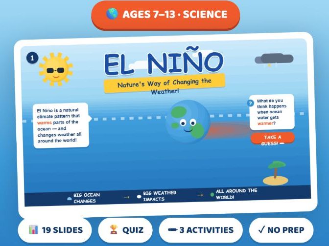 El Niño Weather & Climate Lesson: Interactive Slides, Activities & Quiz (KS2 / Lower KS3)