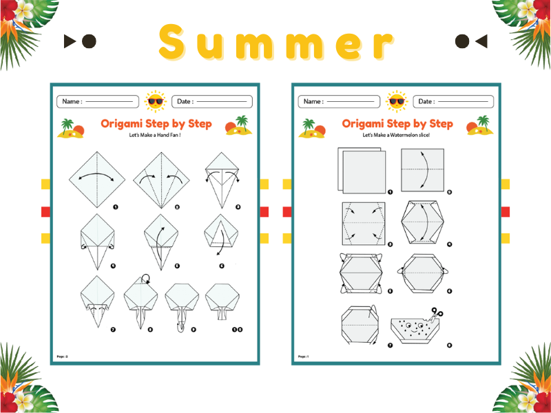 Summer Origami Paper Step by Step Crafts : Summer Break & End of Year ...