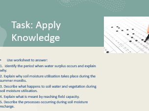OCR A Level Earth's support systems: Lesson 4 Water Balance