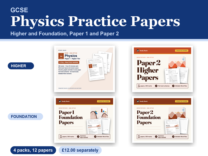 GCSE Physics Practice Papers: Higher and Foundation, 12 Papers (AQA-style)