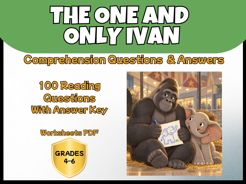 The One and Only Ivan Reading Comprehension | Novel Study | KS2 KS3 | Years 4–7 Worksheets PDF