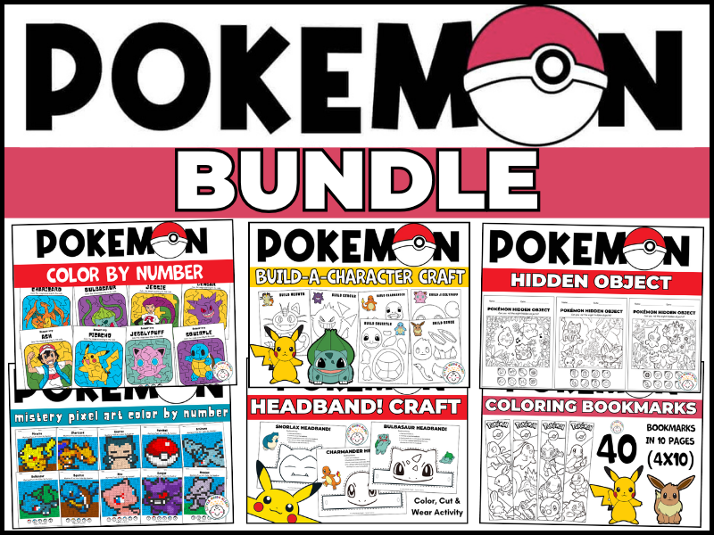 Pokémon Bundle | 6 Activities | Crafts, Color & Math and More