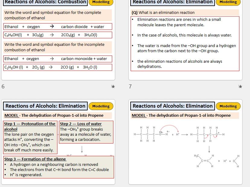 Year 12 - Reactions of Alcohols