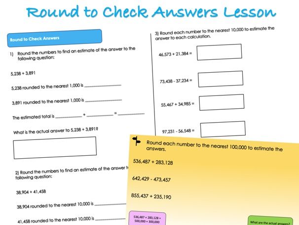 Year 5 Addition and Subtraction - Round to Check Answers Lesson