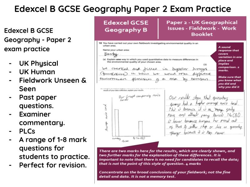 Edexcel B GCSE Geography Paper 2 Exam Practice Pack
