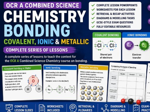OCR A Chemistry Bonding: Covalent, Ionic and Metallic Bonding Lessons