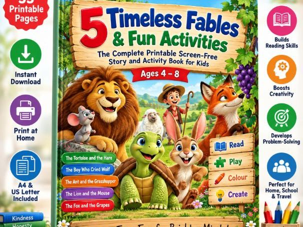 5 Classic Fables & Screen-Free Activities for Kids Ages4–8