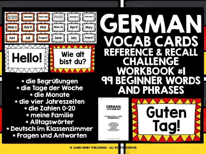 GERMAN VOCABULARY CARDS 1 Teaching Resources