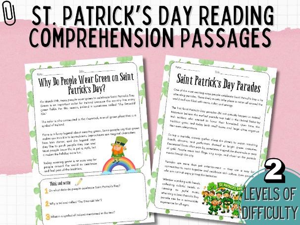 St Patrick’s Day Differentiated Reading Comprehension – Fiction & Non-Fiction | Upper KS2 / ESL