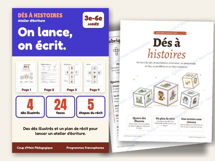 FREE French Story Dice Creative Writing Prompts | Dés à histoires