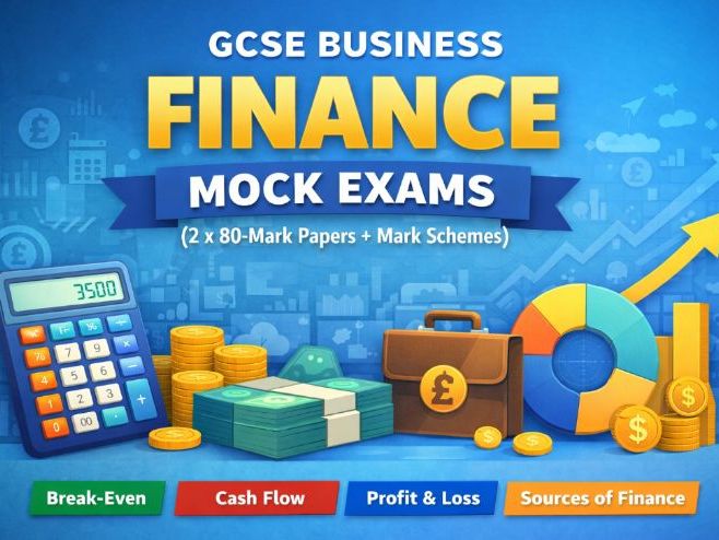 GCSE Business Finance Mock Exams (2 x 80-mark papers) + Full Mark Schemes | Calculations & Case Stud