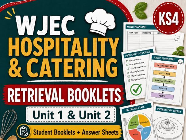 Hospitality and Catering Retrieval Booklets | Unit 1 and Unit 2 | Student Booklets and Answer Sheets