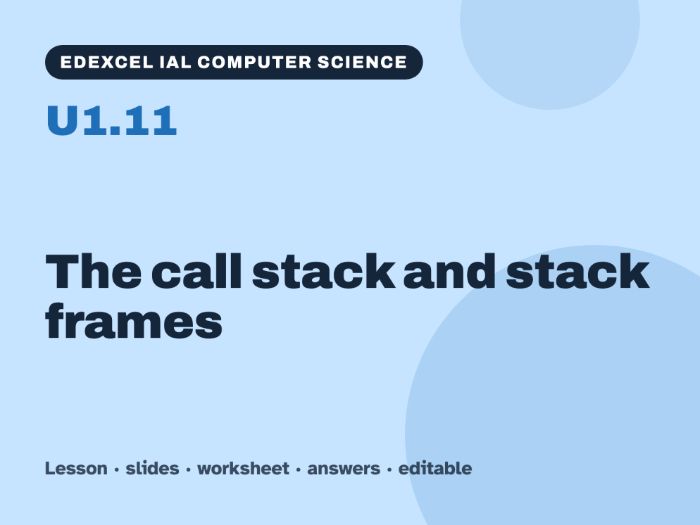 Edexcel IAL Computer Science – U1.11 The call stack and stack frames – Lesson & Worksheet
