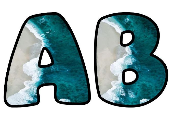Beach Ocean Sea Sand Classroom Display | Lettering Set | Upper & Lowercase, 0-9 and Signs