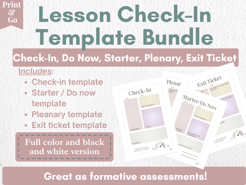 Lesson Check-In Pack: Starters, Plenaries & Exit Tickets (SEL-Friendly)