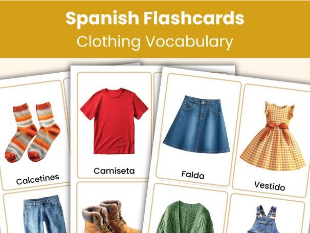 Spanish Clothing Flashcards | Real Photo Vocabulary Cards for Classroom or Home