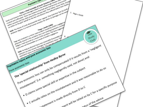 Pure economic loss and psychiatric injury: complete resource pack for AQA A-level law