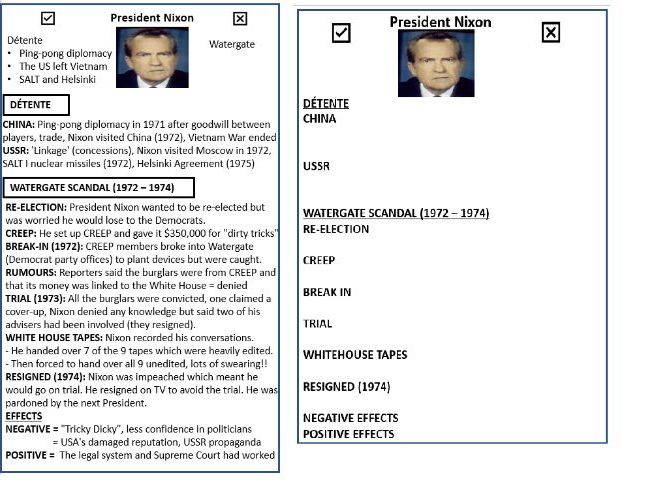 Nixon Summary Factfile - Filled and Blank - Eduqas History The Development of the USA