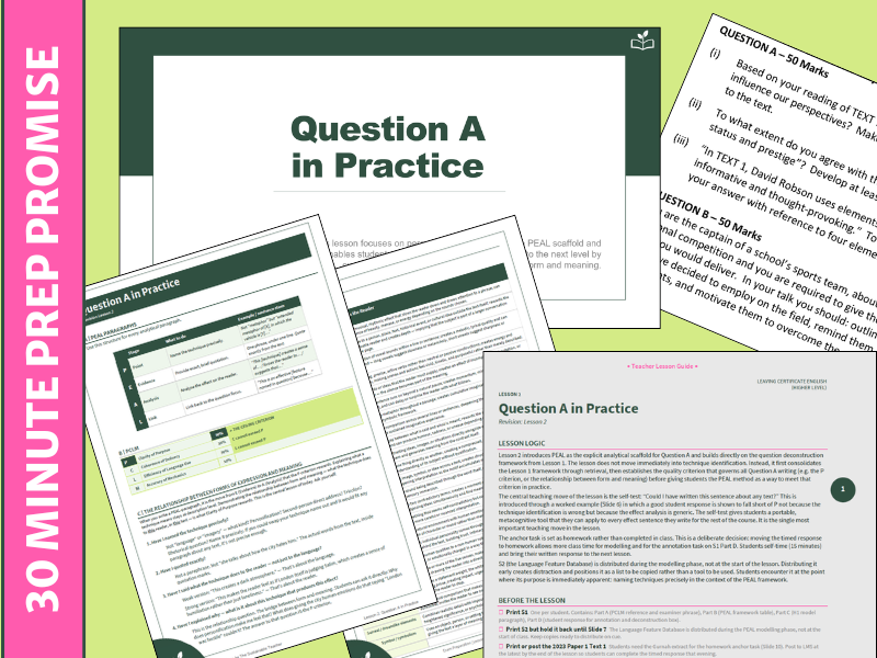 Question A in Practice (Complete Lesson Package for LC HL  English)