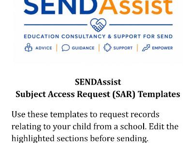 School SARS request template for parents