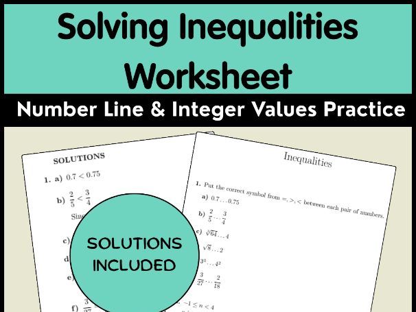 Solving Inequalities Worksheet | Number Line & Integer Values Practice