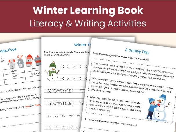Winter Activity Book | Reading & Writing Worksheets | Printable Literacy Resource