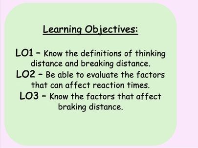 GCSE Physics - Stopping Distances
