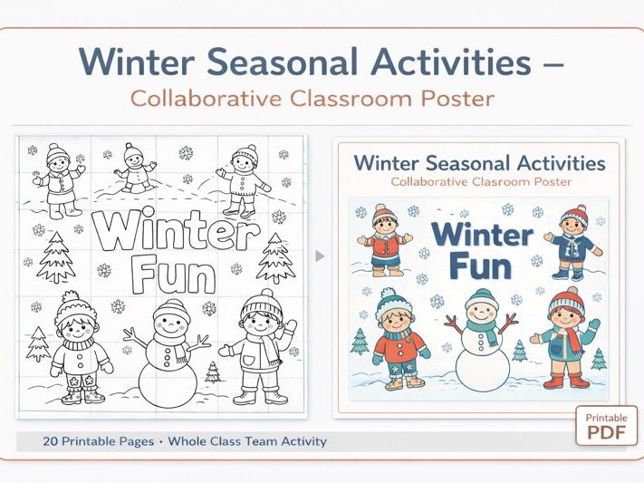 Winter Seasonal Activities – Collaborative Classroom Poster (Whole Class Display)