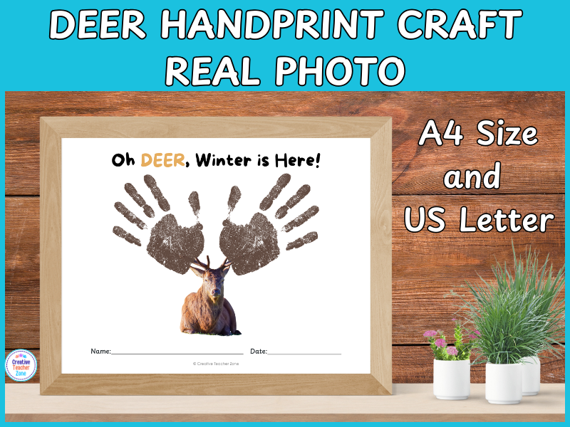 Winter Handprint Craft | Deer Real Photo