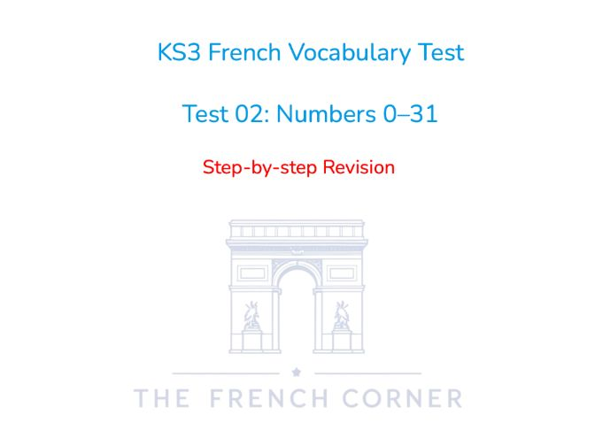 KS3 French Vocabulary Test 02: Numbers 0-31