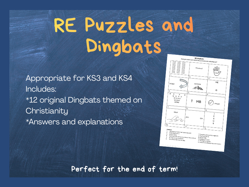 RE Christianity Dingbats / Picture Puzzles - New and Ready-to-print A4