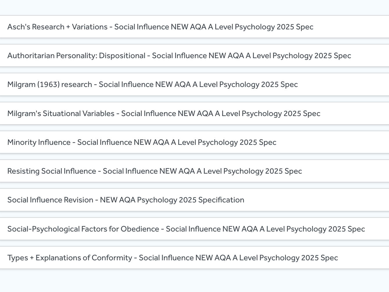 ALL Lessons - Social Influence NEW AQA 2025 Specification