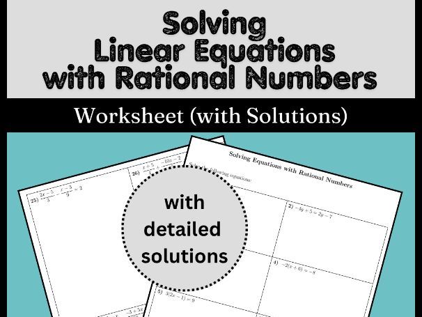 Solving Linear Equations with Rational Numbers Worksheet (with Solutions)