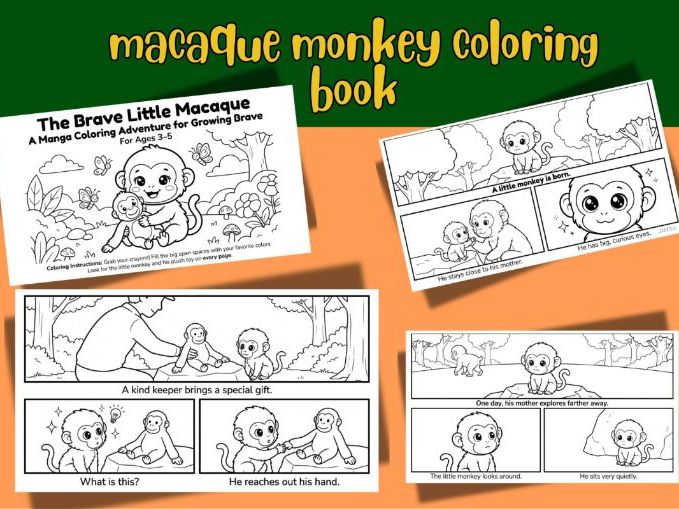 Manga Style Monkey SEL Coloring Book, punch the monkey Social Emotional Learning