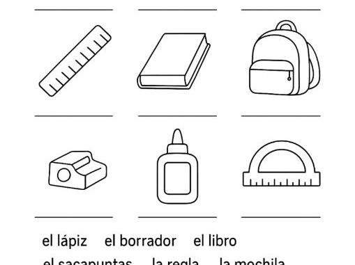 Los Materiales Escolares School Equipment Spanish Vocabulary Coloring Sheet
