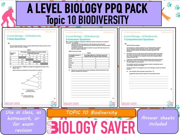 A Level Bio Exam Questions - 10 Biodiversity