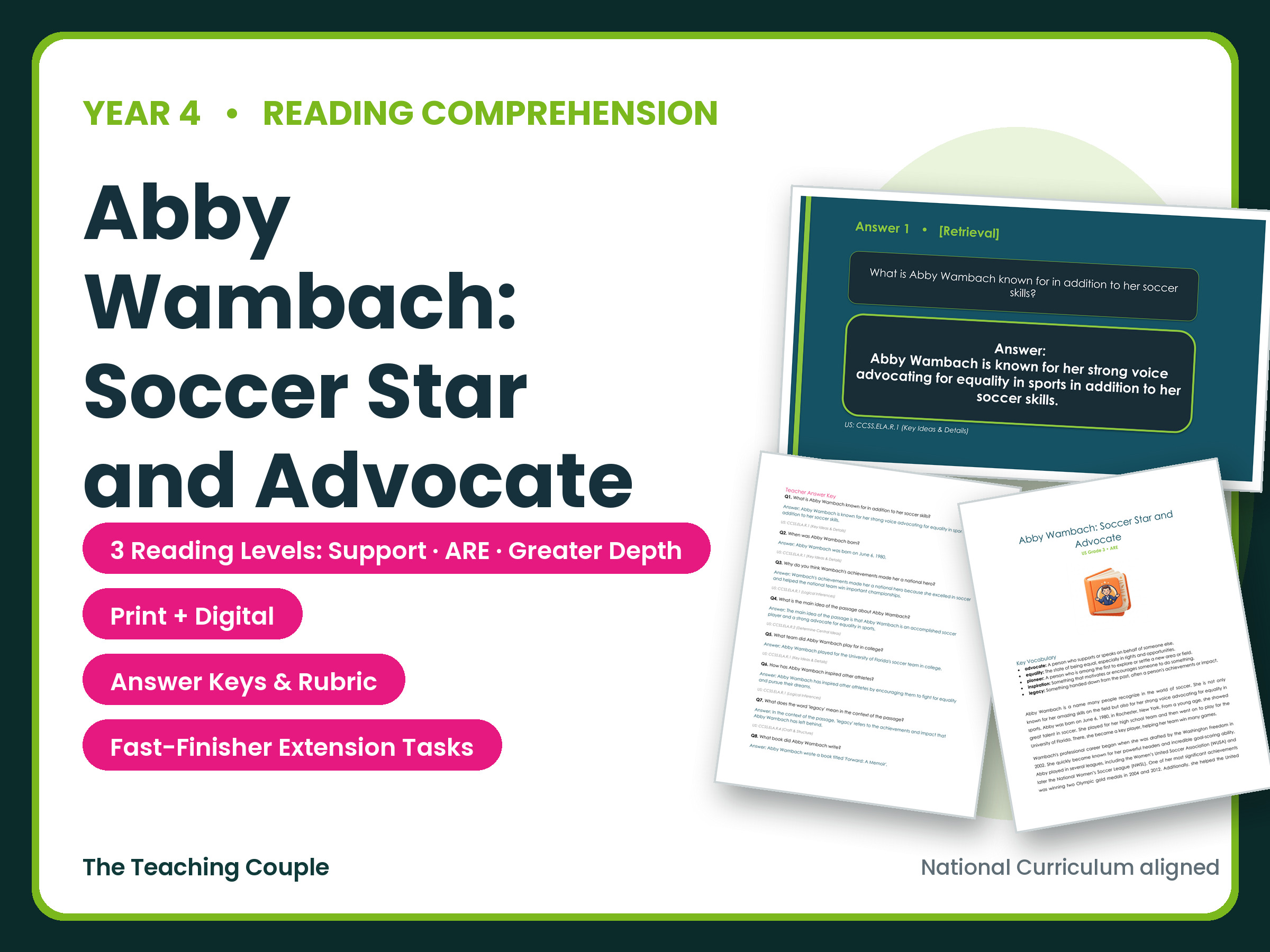 Abby Wambach: Soccer Star and Advocate Reading Comprehension | Year 4 (KS2)