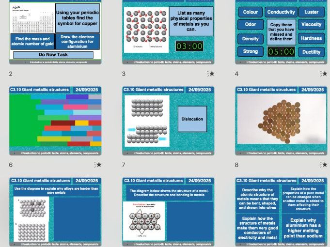 AQA Chemistry C3.10 – Giant Metallic Structures (Updated 2025 | Editable Lesson, Worksheets, Assessm