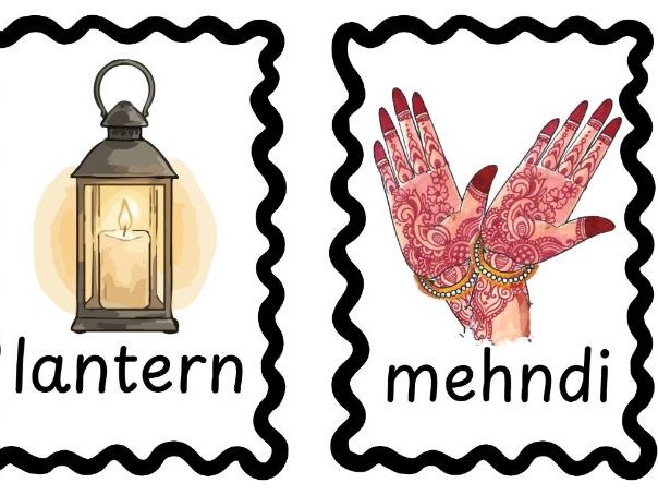 Diwali Vocabulary Cards with Images Flashcards EYFS Understanding of the World Celebrations