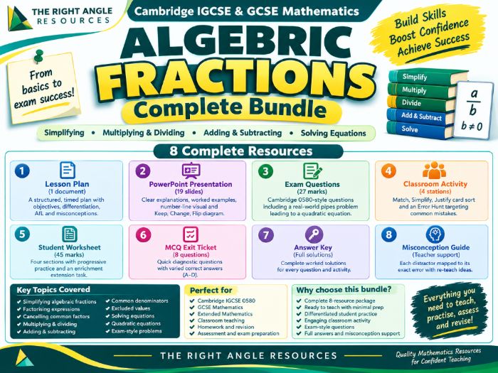 Algebraic Fractions Complete Bundle | IGCSE 0580 & GCSE Maths | Worksheets & Exam Questions