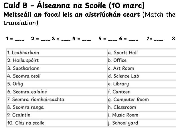Mo Scoil Worksheet