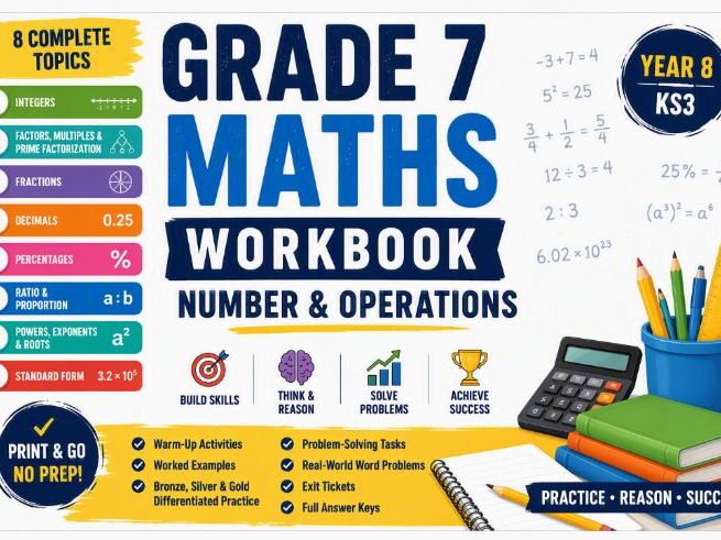 Grade 7 Maths Workbook | Number & Operations | 8 Topics | Worksheets & Answer Keys