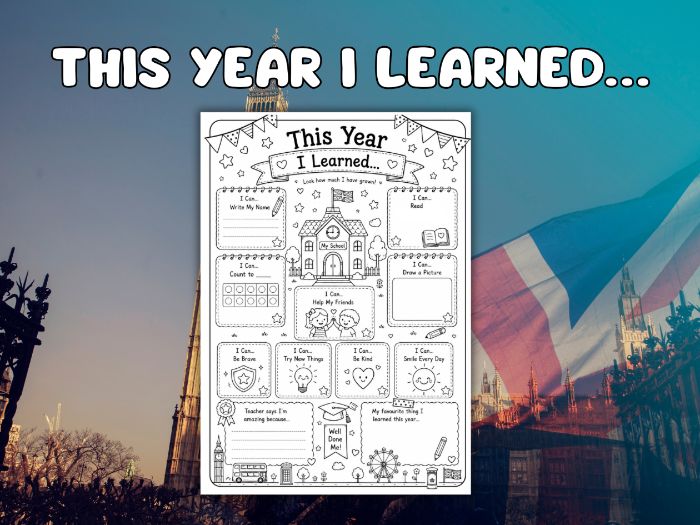 This Year I Learned… | Reception End of Year Reflection Worksheet