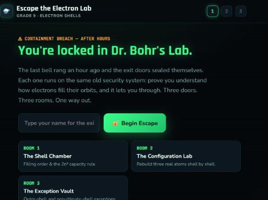 Bohr's theory-Escape the Electron Lab: Game ,Chemistry Escape Room