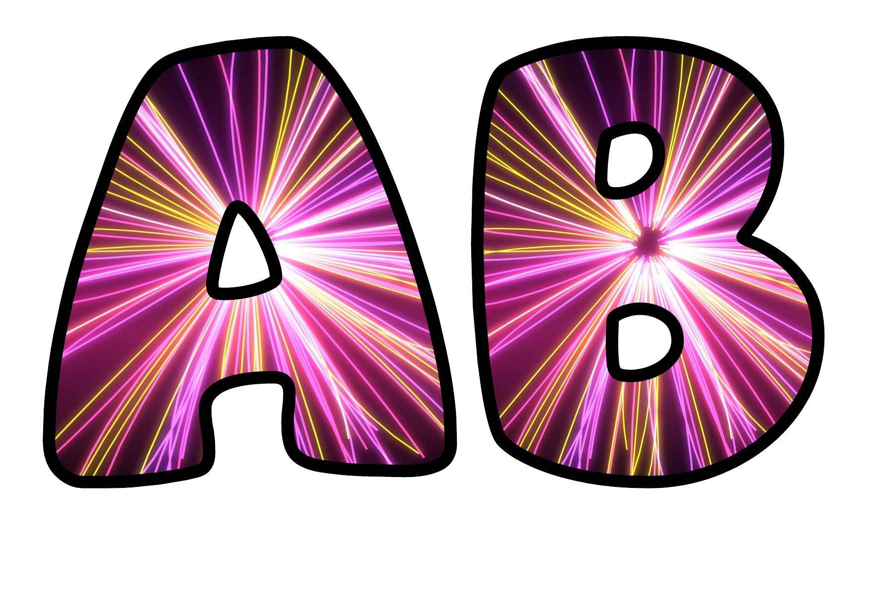 Neon Burst Rose Display Lettering | Bubble Letters A-Z and 0-9 ...