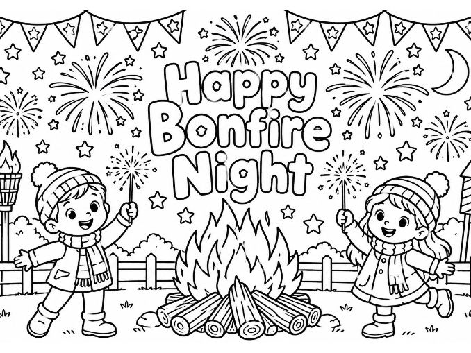 Bonfire Night Colouring Pictures