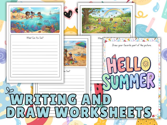 hello Summer - Writing and draw Worksheets