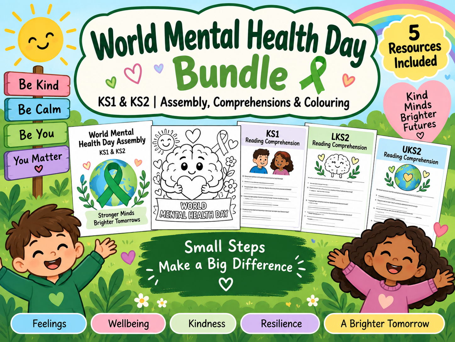 World Mental Health Day Bundle | KS1 & KS2 | Assembly, Comprehensions & Colouring | Updated for 2026-27