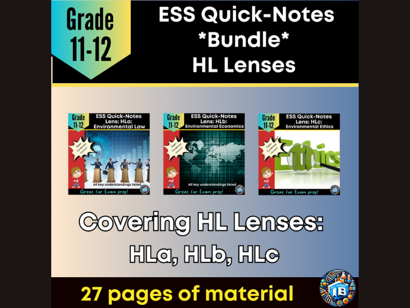 IB DP ESS Quick Notes Bundle: Lenses HLa, HLb & HLc Condensed Revision 2026